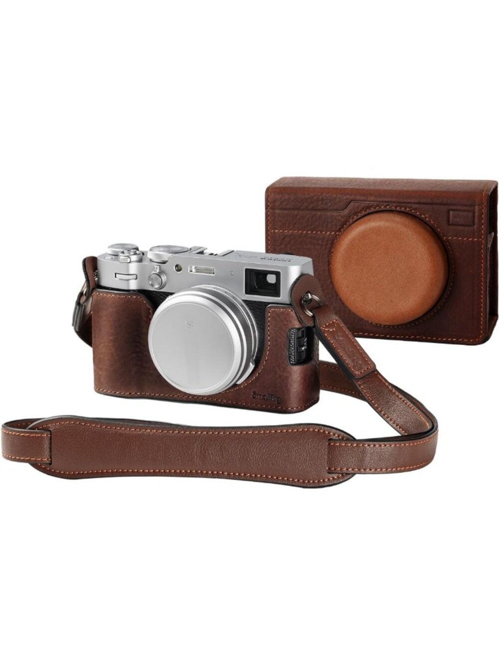 Leather Half Case for FUJIFILM X100VI - Flip Cover & Shoulder Strap, Camera